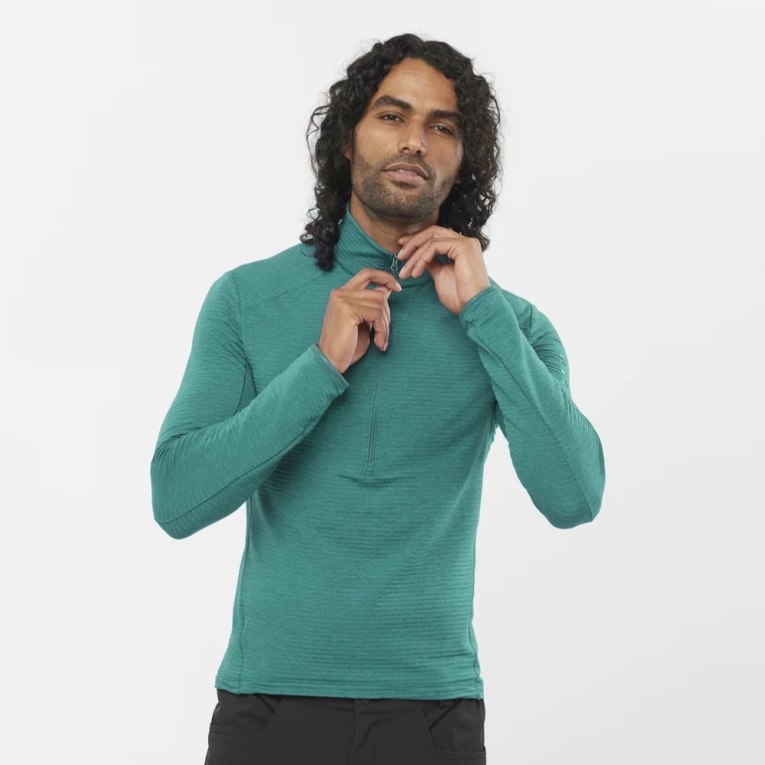 Moletom Salomon Outline Half Zip Masculino Verdes | PT R36752